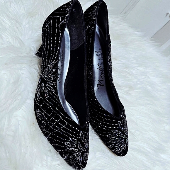 Night Life By Life Stride Black Heels With Crystal Embellishments Size 7A🌴 - Picture 11 of 11